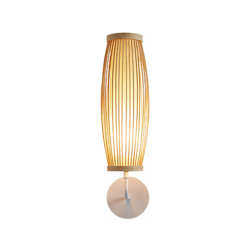 1 Light Geometric Wall Light Sconces Contemporary Bamboo for Bedroom