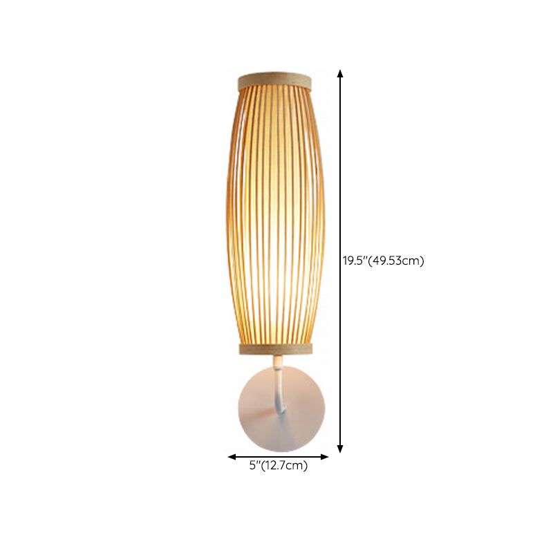 1 Light Geometric Wall Light Sconces Contemporary Bamboo for Bedroom