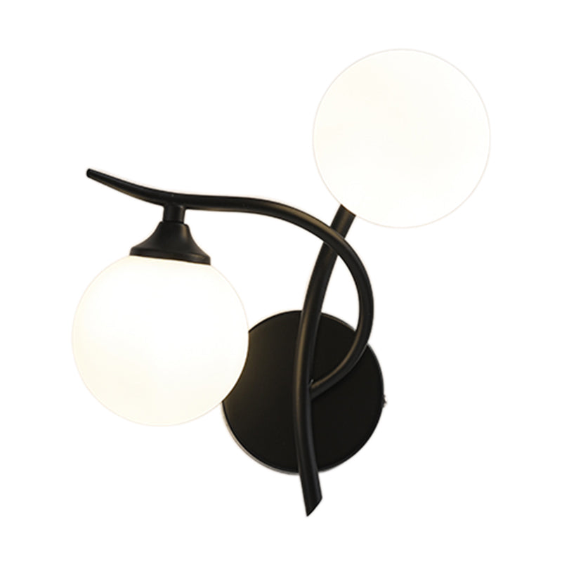 2 Lights Wall Mount Lamp Modern Style Spherical with Glass Shade for Living Room