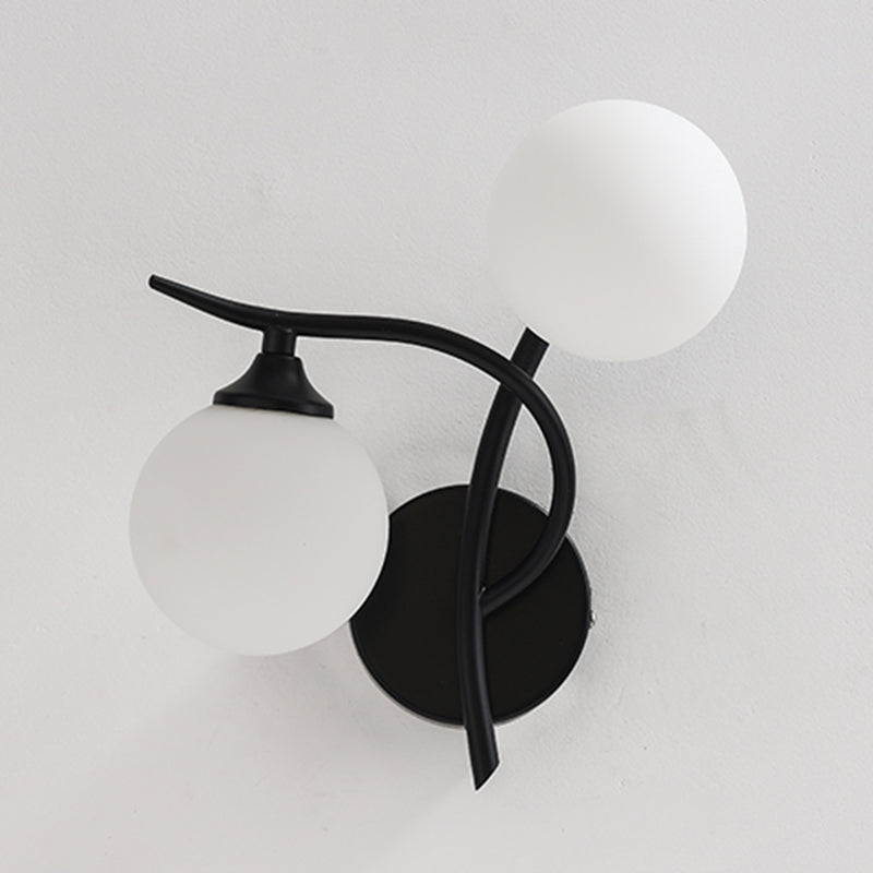 2 Lights Wall Mount Lamp Modern Style Spherical with Glass Shade for Living Room