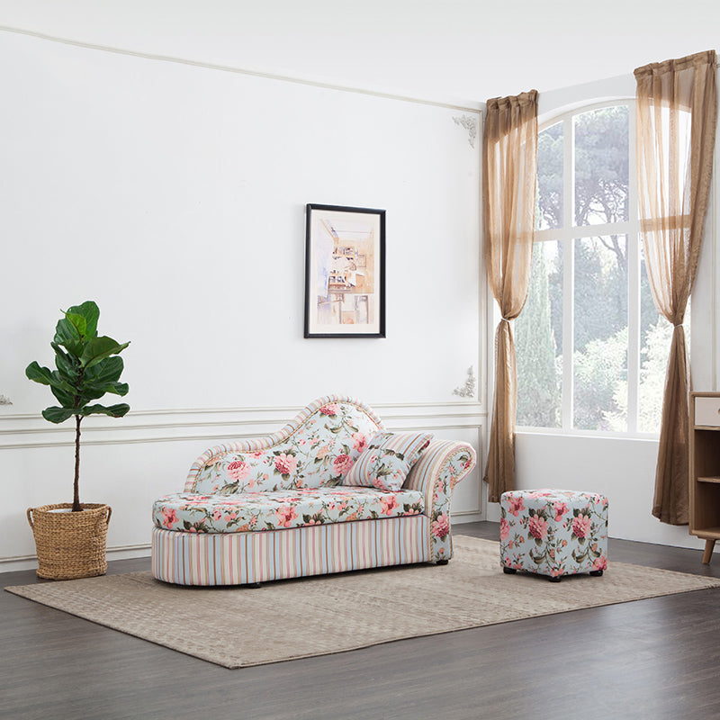 Contemporary One Armed Wooden Chaise Flared Arms for Living Room