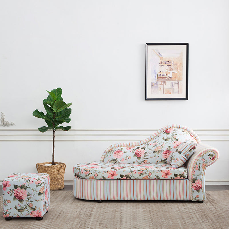 Contemporary One Armed Wooden Chaise Flared Arms for Living Room