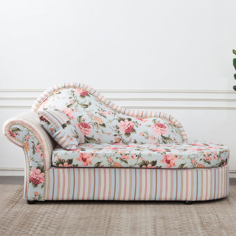 Contemporary One Armed Wooden Chaise Flared Arms for Living Room