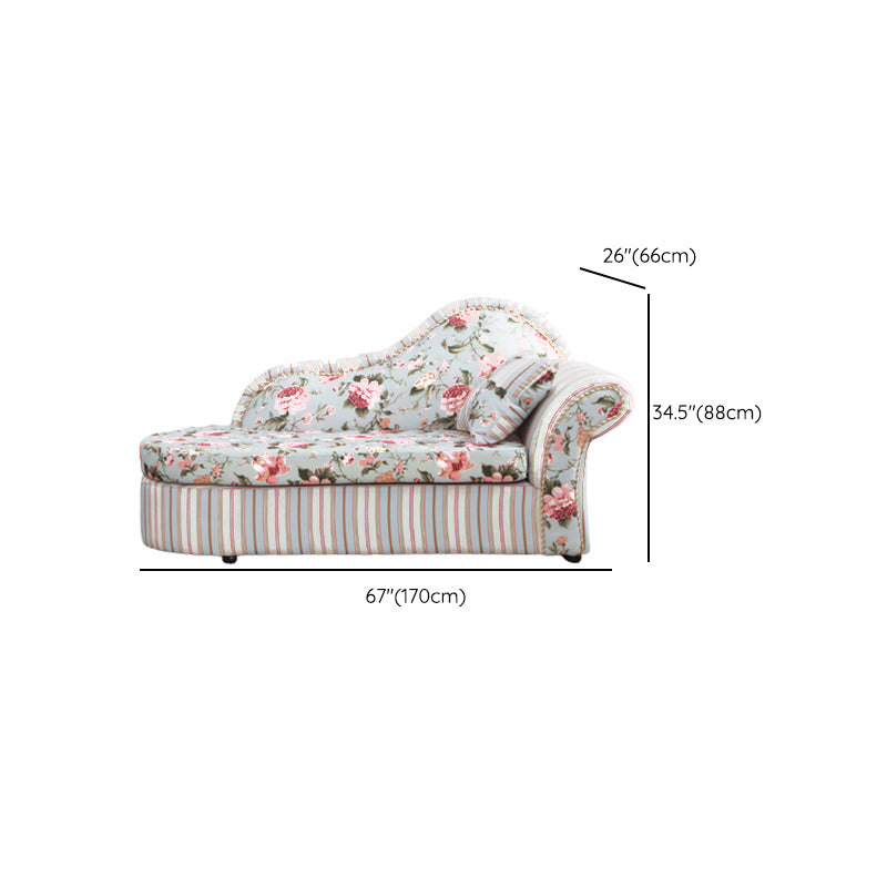 Contemporary One Armed Wooden Chaise Flared Arms for Living Room