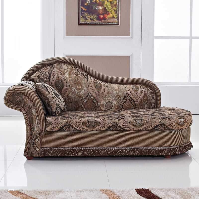 Traditional One Armed Wooden Chaise Flared Arms for Living Room