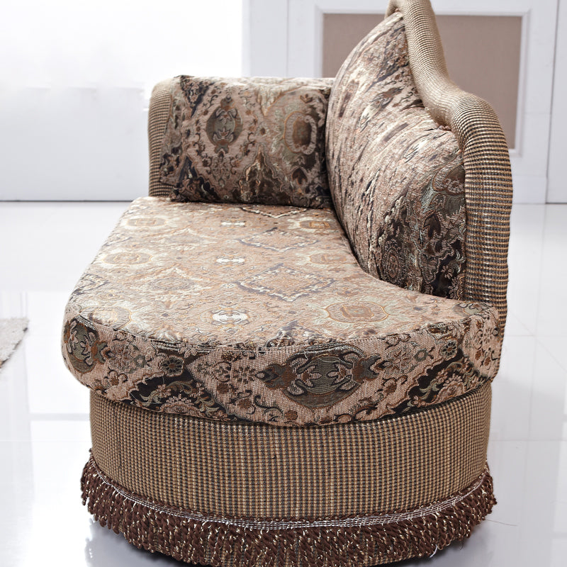 Traditional One Armed Wooden Chaise Flared Arms for Living Room