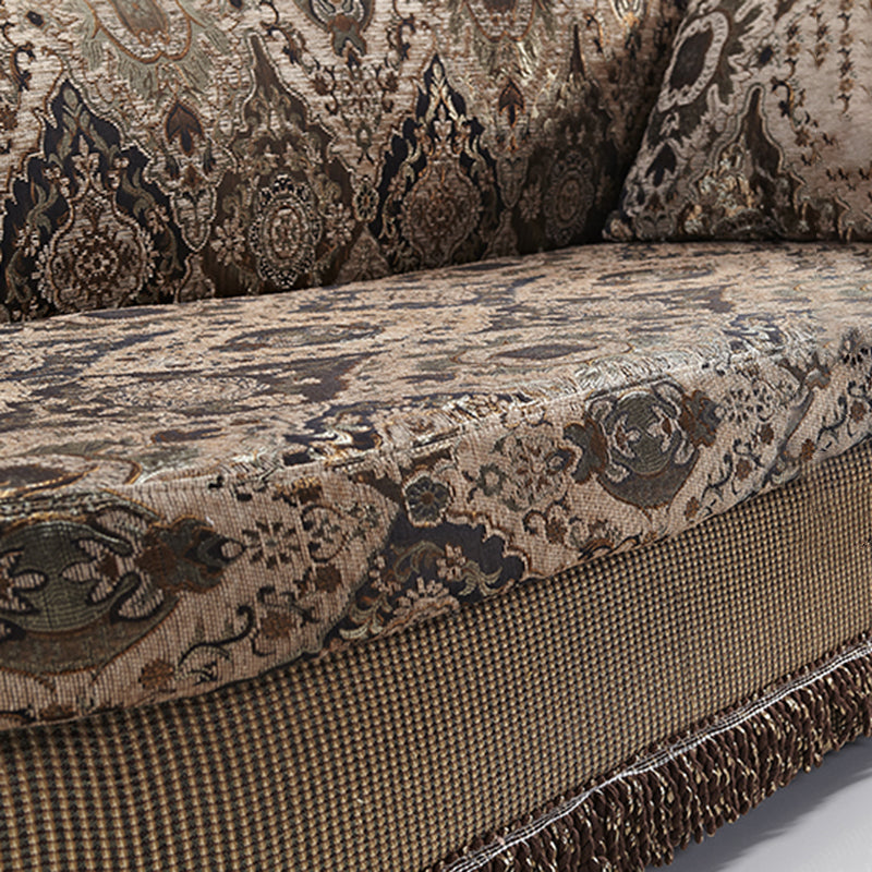 Traditional One Armed Wooden Chaise Flared Arms for Living Room