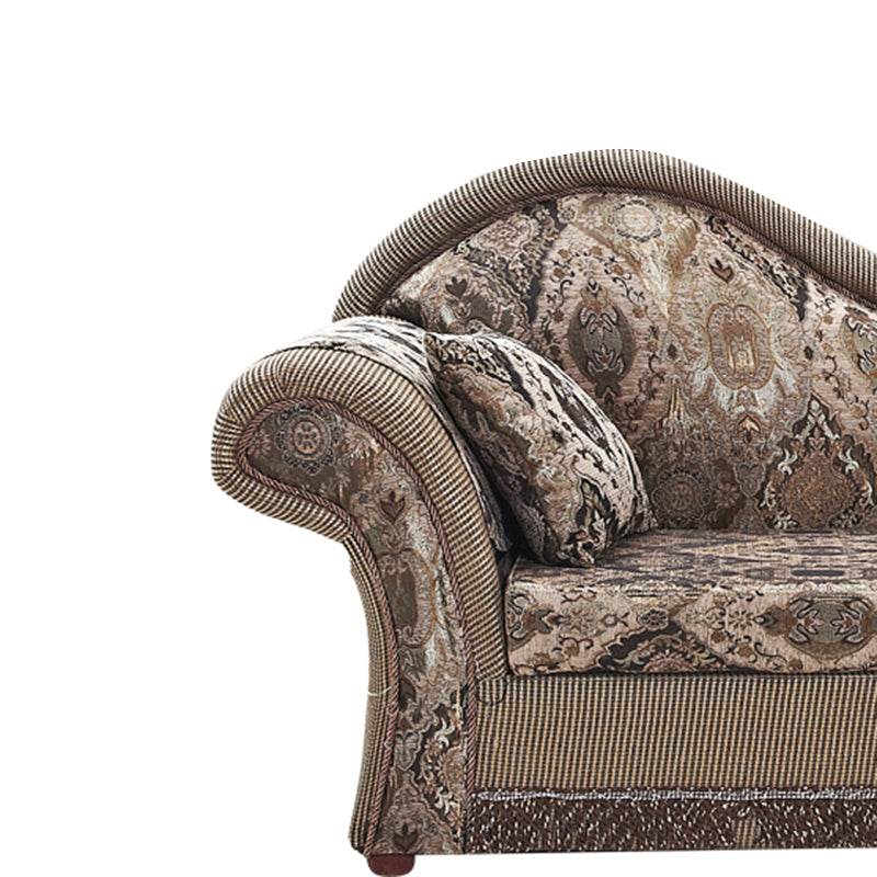 Traditional One Armed Wooden Chaise Flared Arms for Living Room