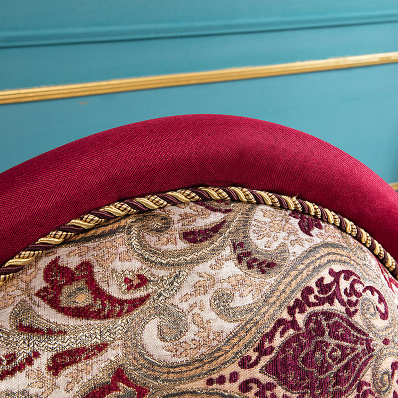 Traditional One Armed Wooden Chaise Red Flared Arms for Living Room