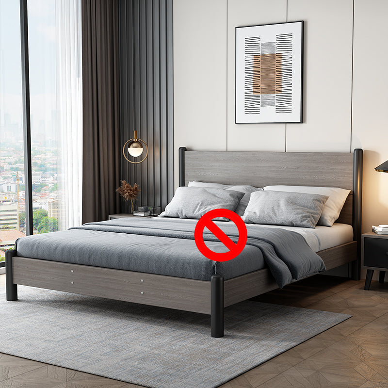 36.61" High Standard Bed with Headboard Gray  Solid Wood Mattress Included