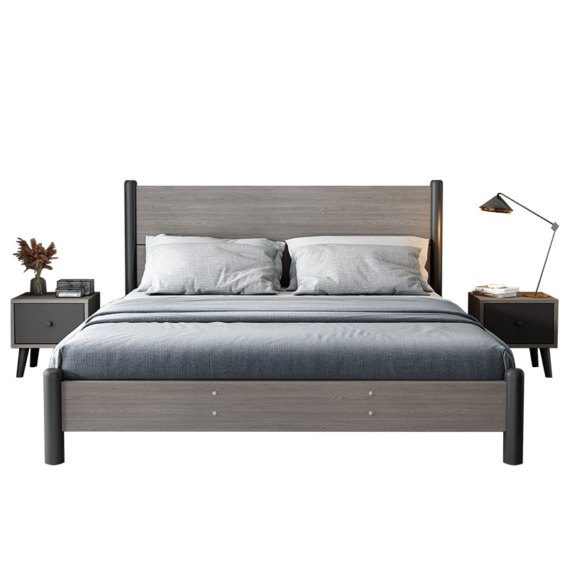 36.61" High Standard Bed with Headboard Gray  Solid Wood Mattress Included