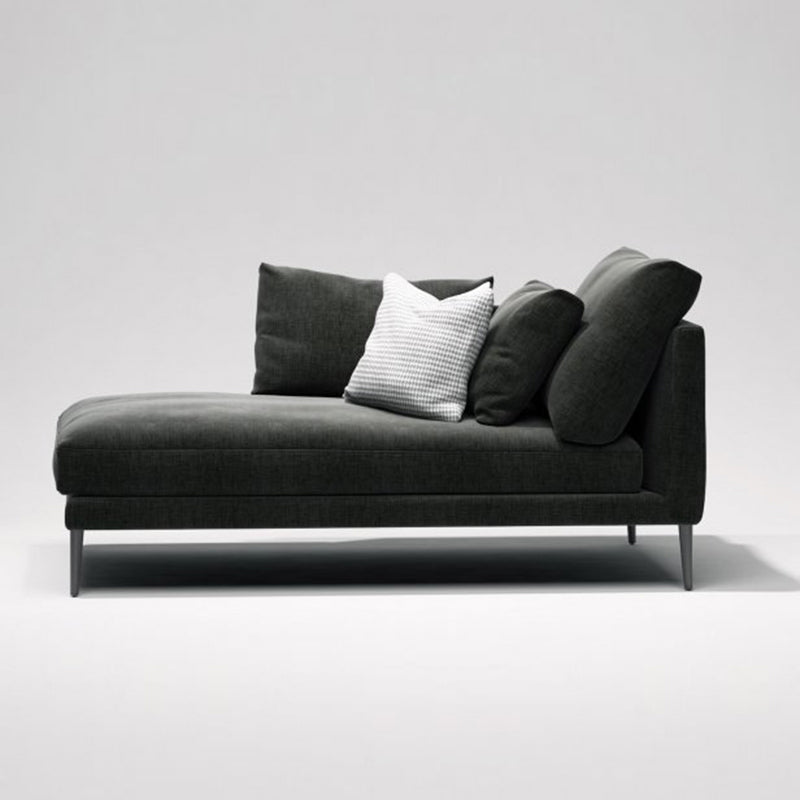 Contemporary Black with Arms Chaise Wood Pillow Top Arms for Bedroom Living Room