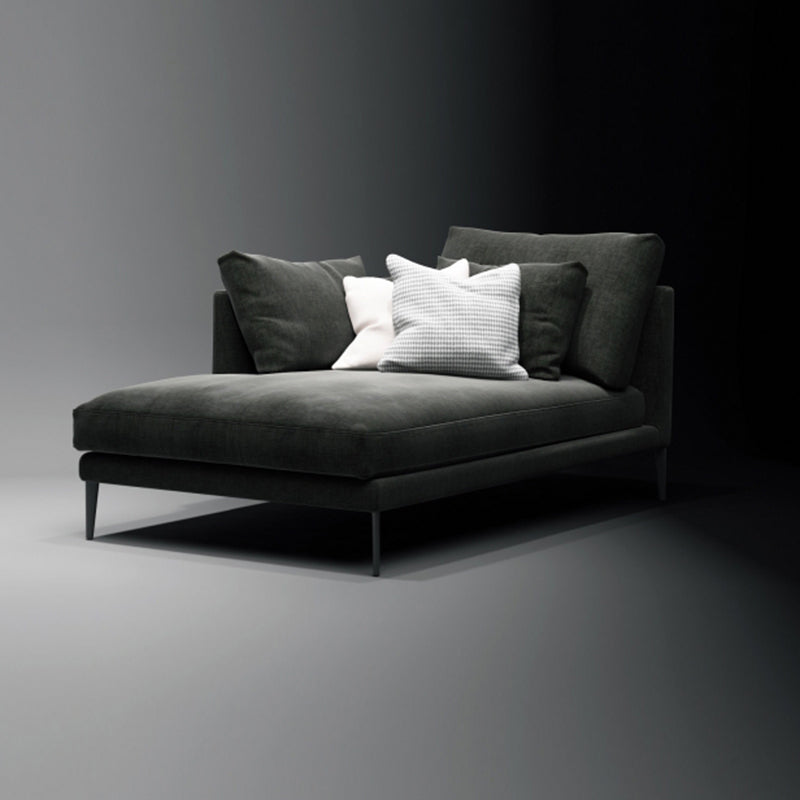 Contemporary Black with Arms Chaise Wood Pillow Top Arms for Bedroom Living Room