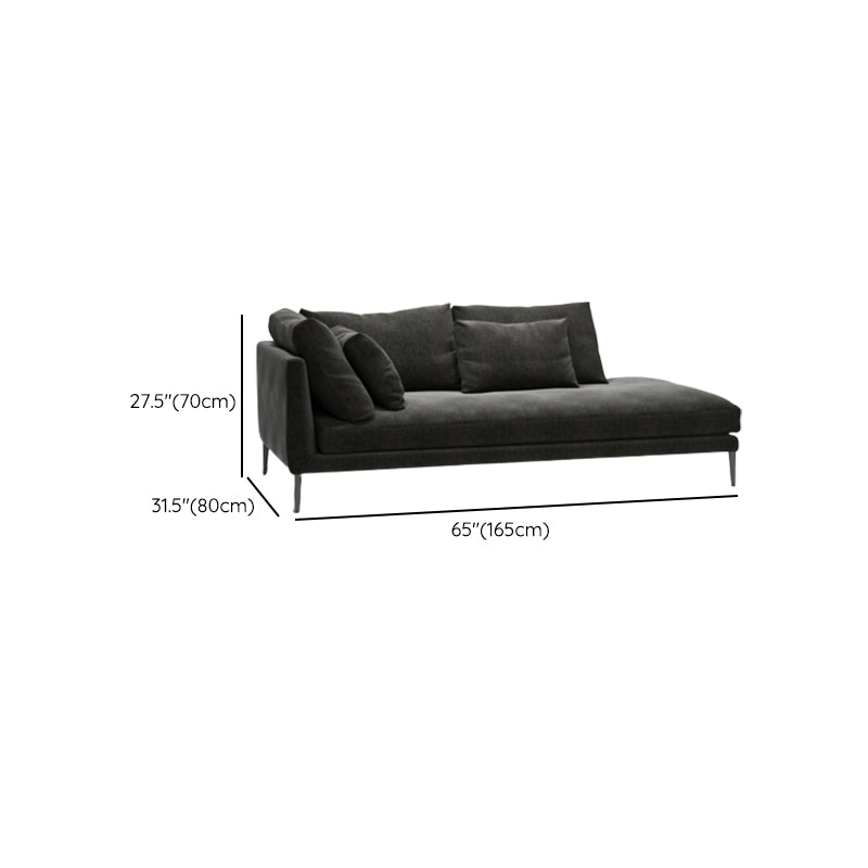 Contemporary Black with Arms Chaise Wood Pillow Top Arms for Bedroom Living Room