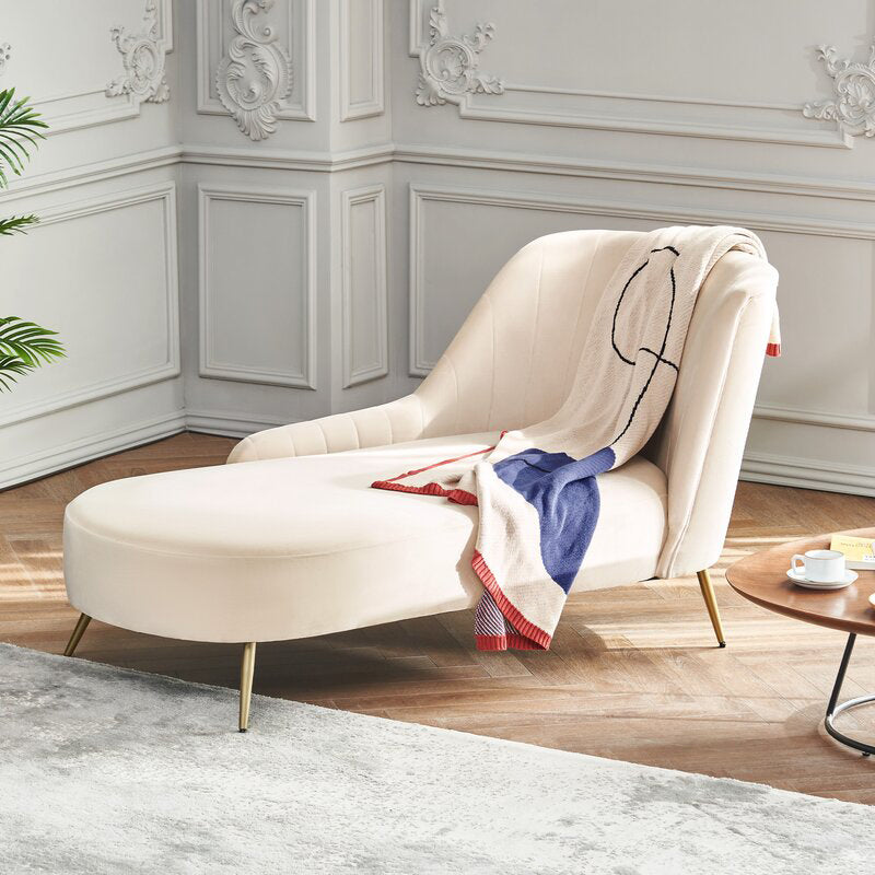 Glam with Arms Solid Color Chaise Round Arms for Bedroom Living Room