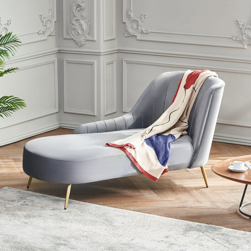 Glam with Arms Solid Color Chaise Round Arms for Bedroom Living Room