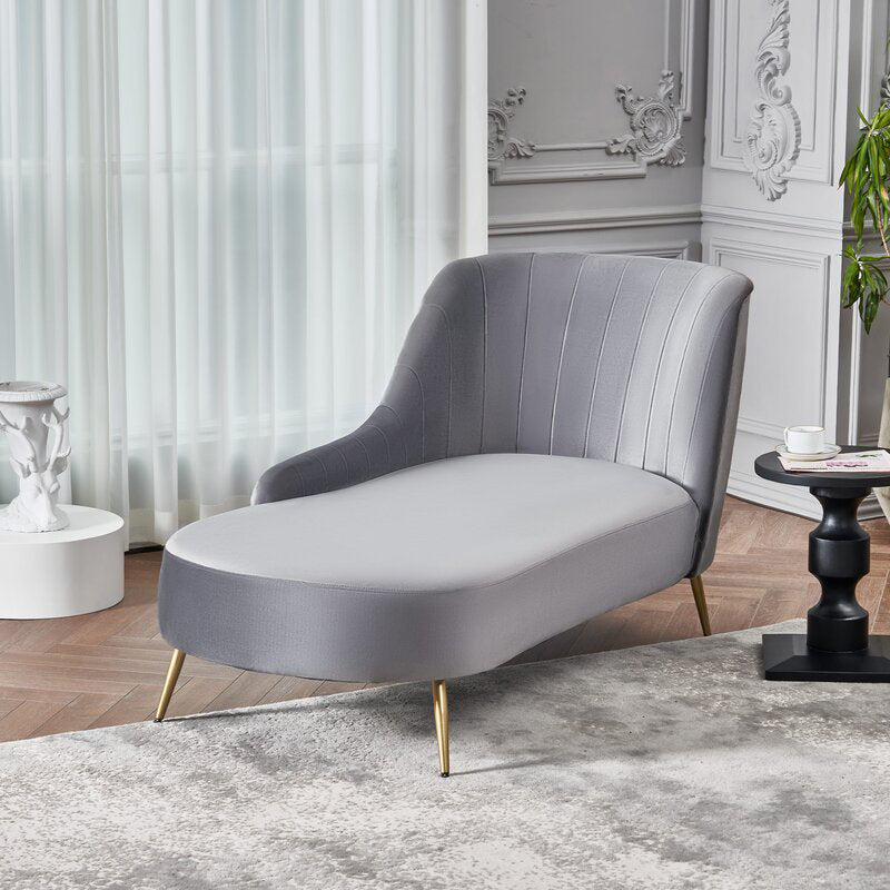 Glam with Arms Solid Color Chaise Round Arms for Bedroom Living Room