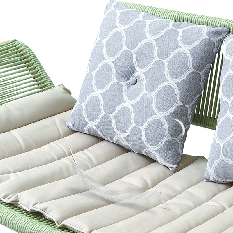Contemporary Two Arm Rattan Chaise Flared Arms for Bedroom Living Room