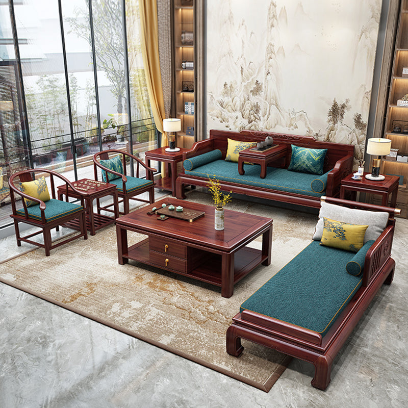 Traditional with Arms Chaise with Pillow Round Arms for Living Room