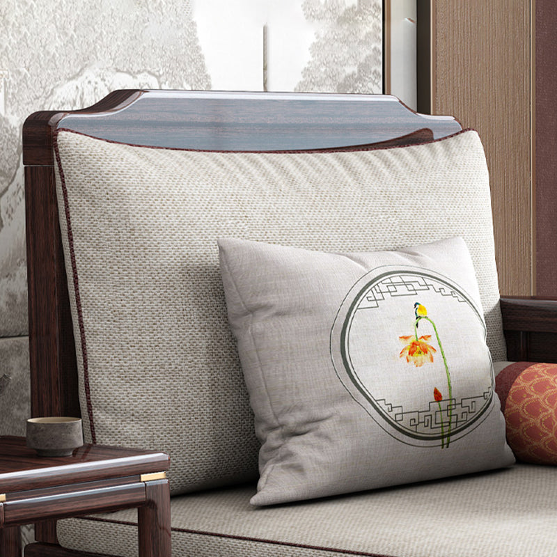 Traditional with Arms Wooden Chaise with Pillow Round Arms for Bedroom Living Room