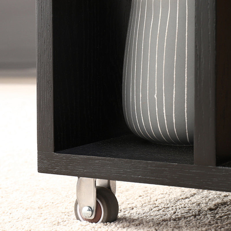 Industrial Sofa Side Accent Table with Glass Top and Storage Shelves