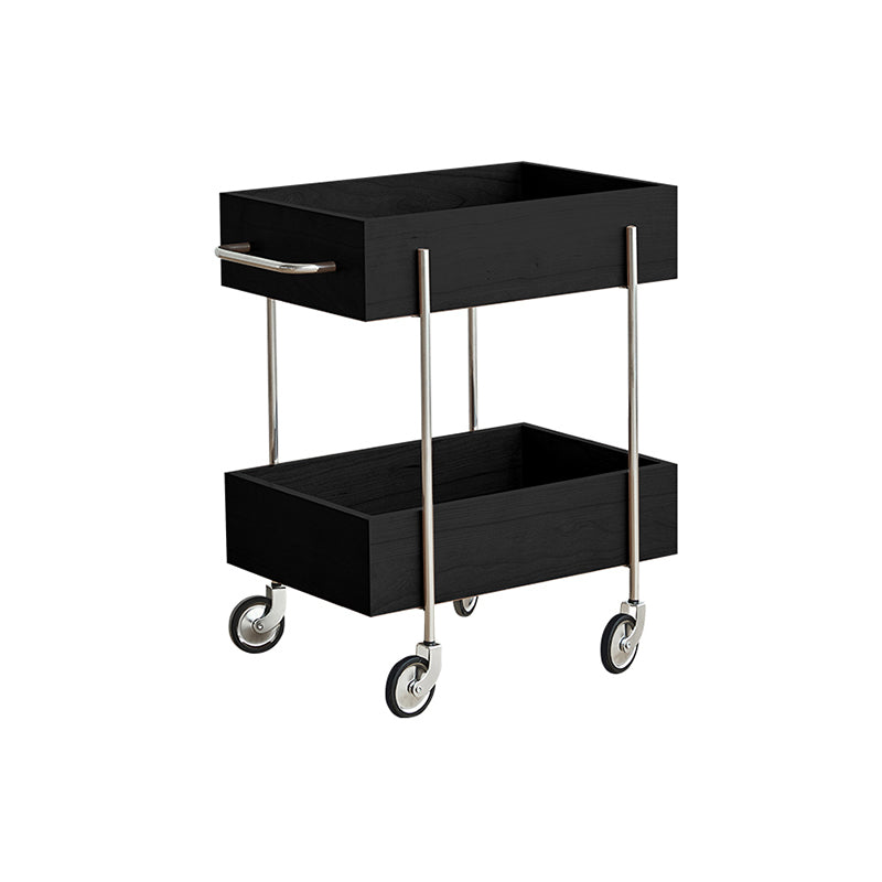 Industrial Sofa Side Accent Table with 2 Shelves in Wood for Living Room