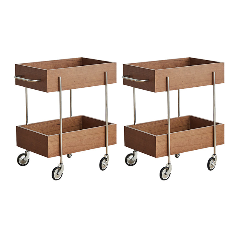 Industrial Sofa Side Accent Table with 2 Shelves in Wood for Living Room