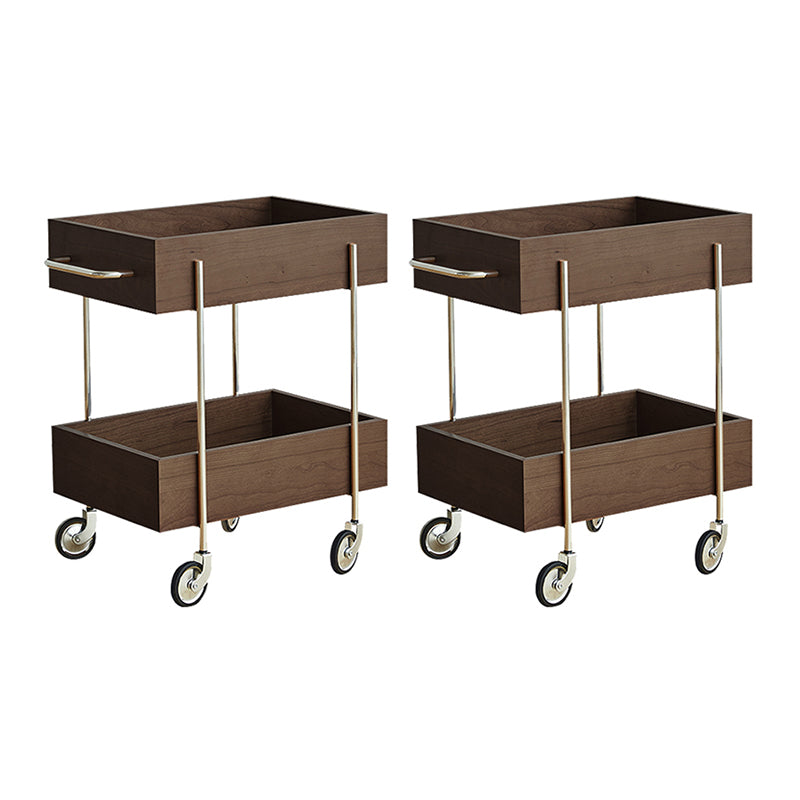 Industrial Sofa Side Accent Table with 2 Shelves in Wood for Living Room