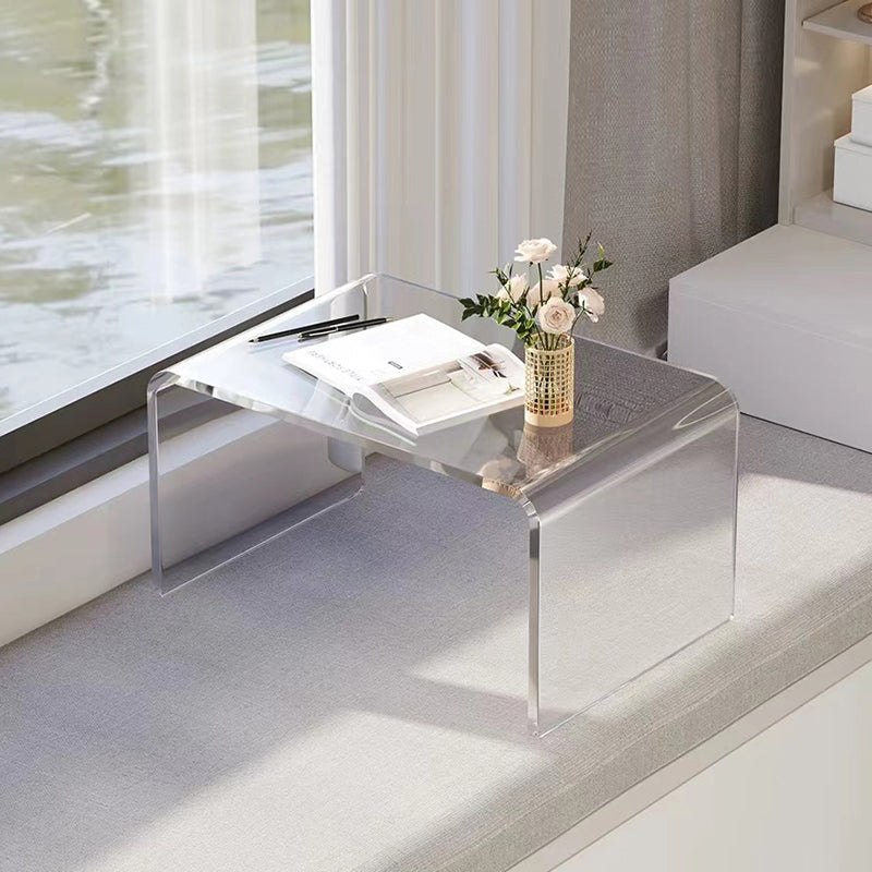 Modern Rectangle Acrylic Side End Snack Table with Sled Base