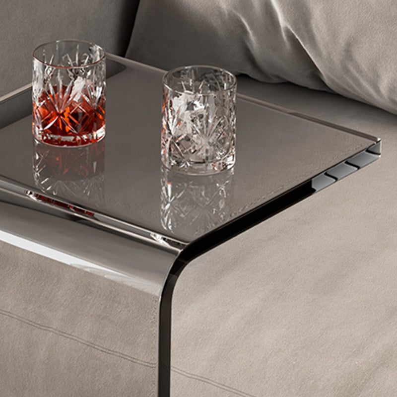 Modern Rectangle Acrylic Side End Snack Table with Sled Base