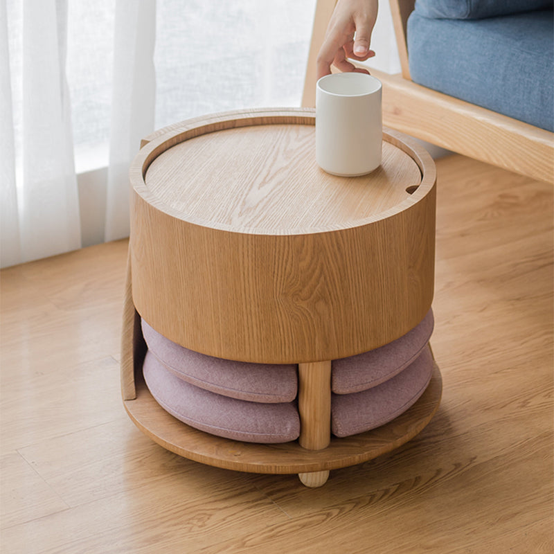 Traditional Side End Snack Table with Shelf and Tray Top for Bedroom