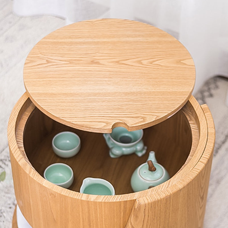 Traditional Side End Snack Table with Shelf and Tray Top for Bedroom