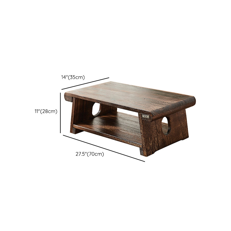 Traditional Side End Snack Table in Brown Solid Wood with Rectangle Top