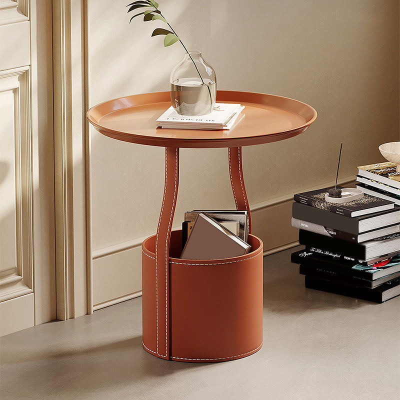 Mid-Century Modern Sofa Side Accent Table with Tray Top for Living Room