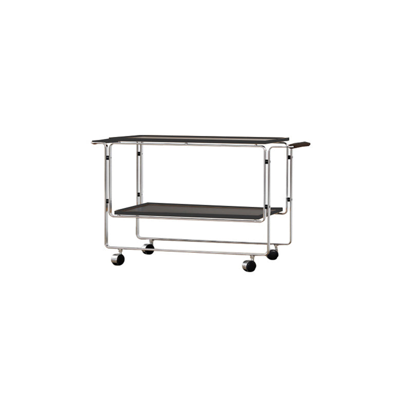 Modern Sofa Side Accent Table in Steel and Solid Wood with Shelf