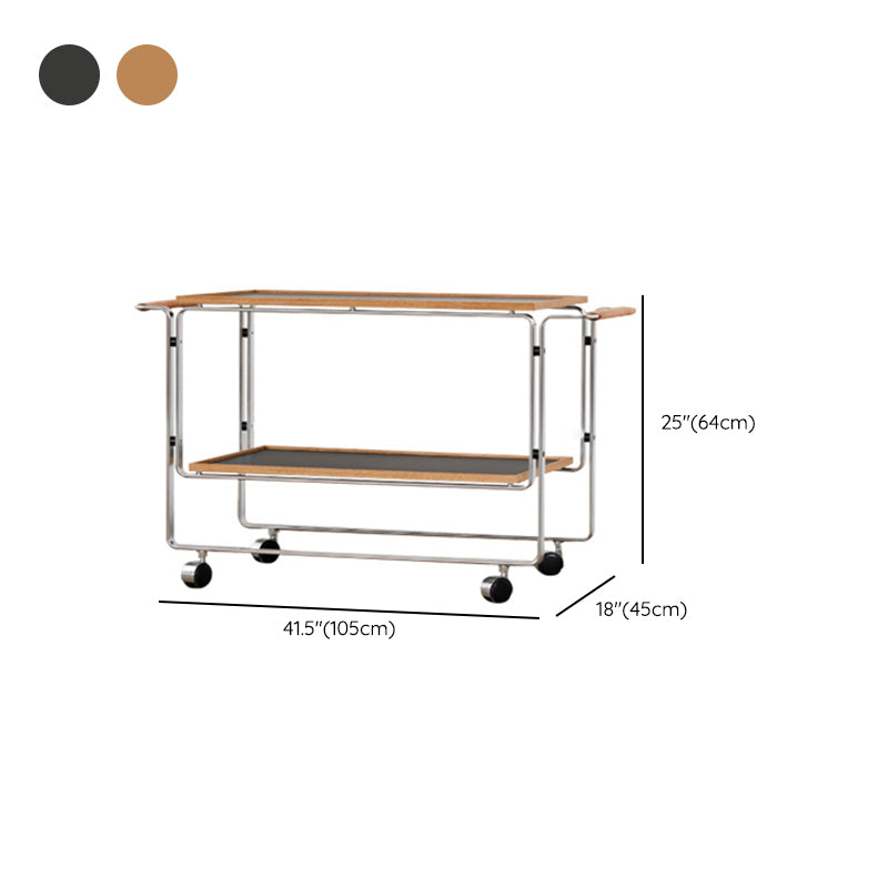 Modern Sofa Side Accent Table in Steel and Solid Wood with Shelf