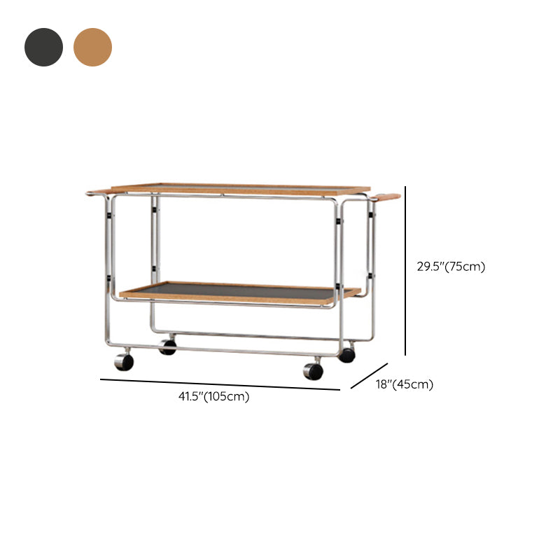 Modern Sofa Side Accent Table in Steel and Solid Wood with Shelf