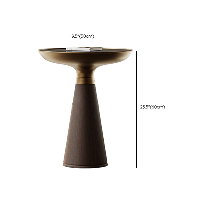 Contemporary Round Glass Top Sofa Side Accent Table with Pedestal Base