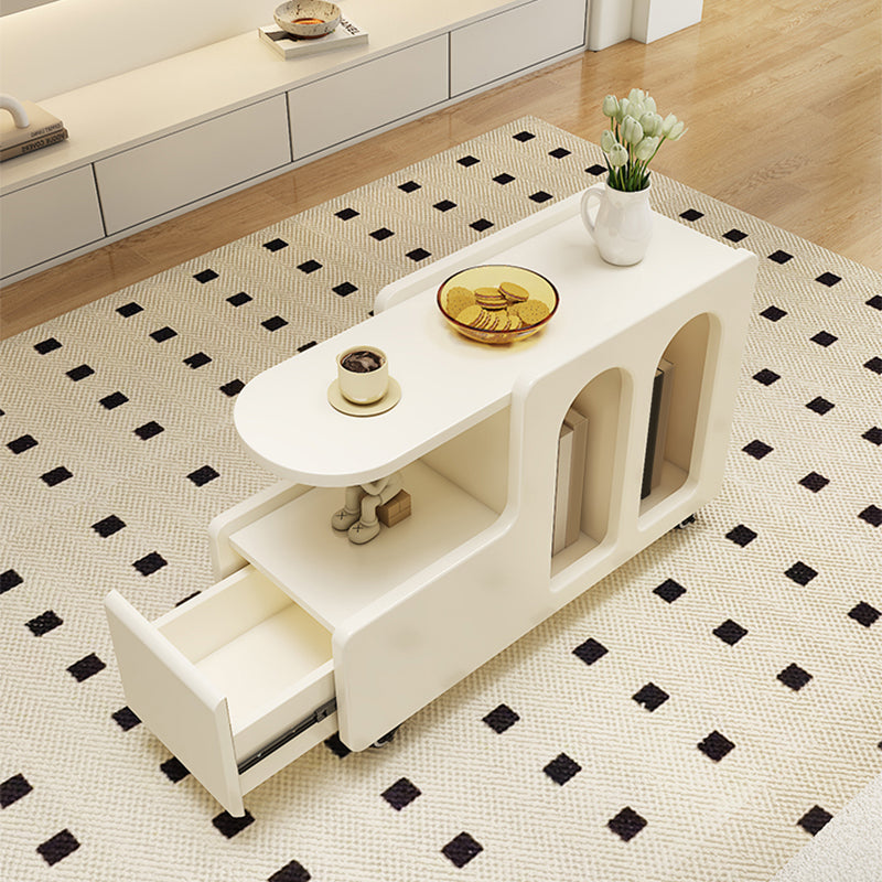 Contemporary White Wooden Sofa Side Accent Table for Living Room