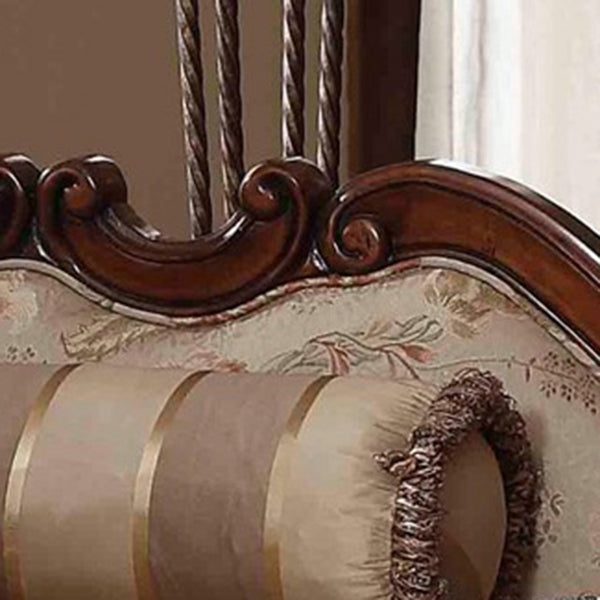 Traditional Solid Wood Upholstered  One Armed Chaise with Fabric  Pillow