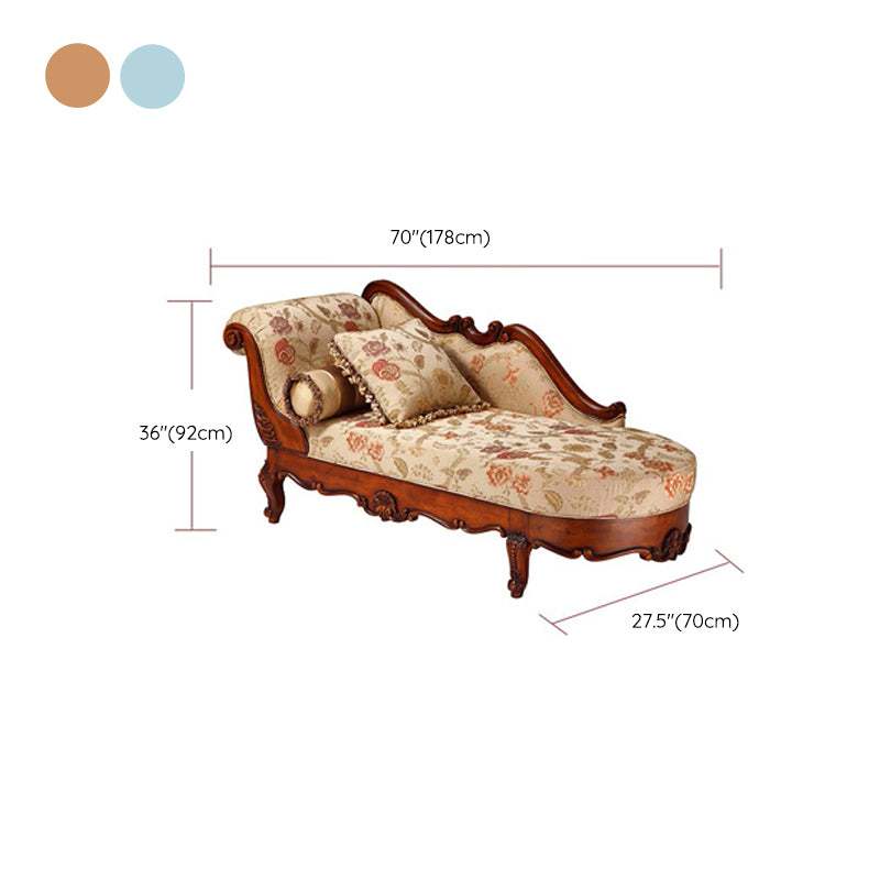 Traditional Solid Wood Upholstered  One Armed Chaise with Fabric  Pillow