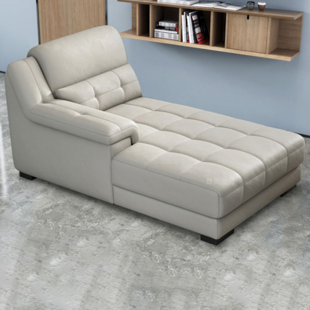 Modern Upholstered Cushioned Leather Pillow Top Arms Chaise Lounge Couch