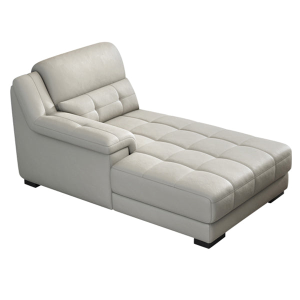 Modern Upholstered Cushioned Leather Pillow Top Arms Chaise Lounge Couch