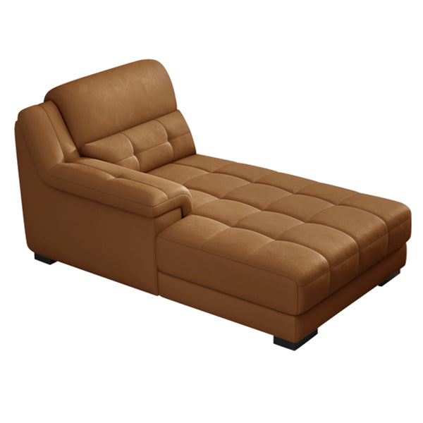 Modern Upholstered Cushioned Leather Pillow Top Arms Chaise Lounge Couch