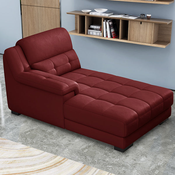 Modern Upholstered Cushioned Leather Pillow Top Arms Chaise Lounge Couch