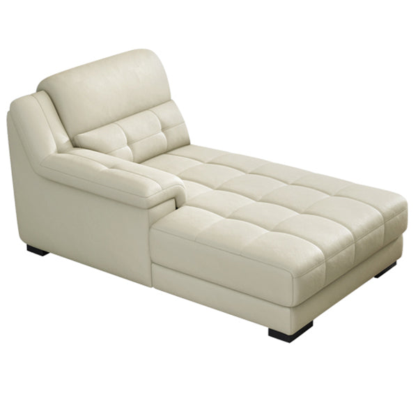 Modern Upholstered Cushioned Leather Pillow Top Arms Chaise Lounge Couch