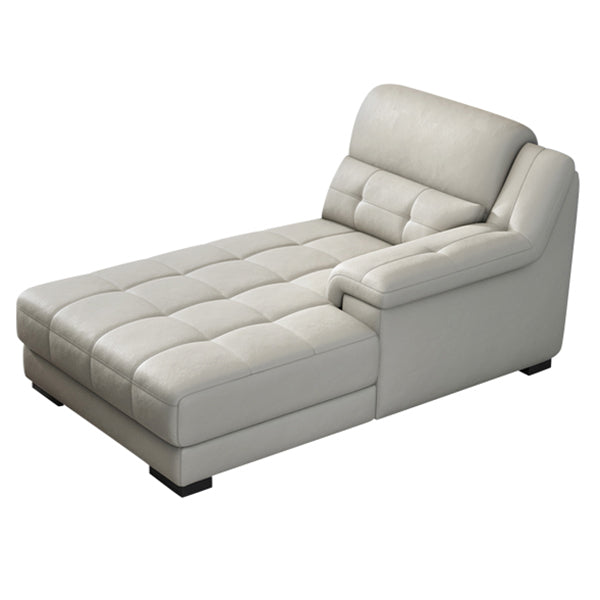 Modern Upholstered Cushioned Leather Pillow Top Arms Chaise Lounge Couch