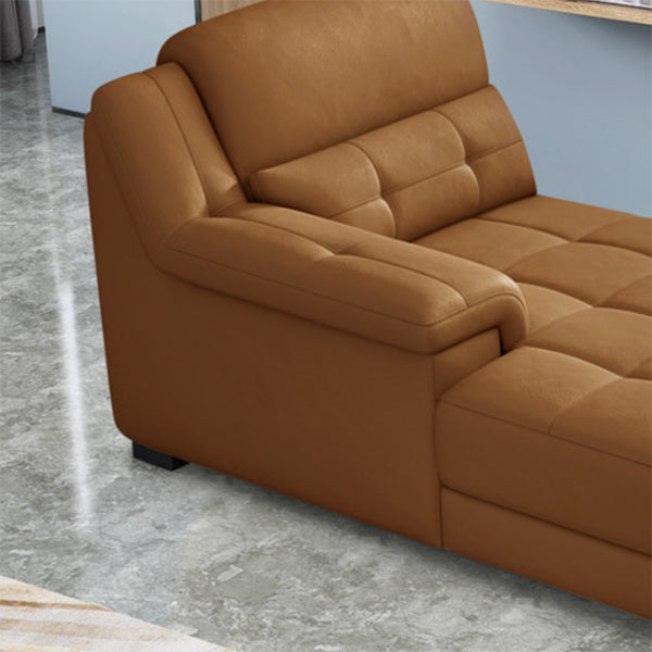 Modern Upholstered Cushioned Leather Pillow Top Arms Chaise Lounge Couch