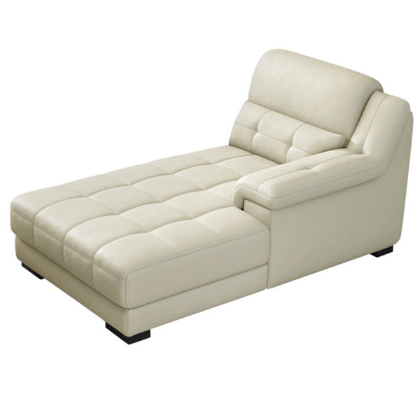 Modern Upholstered Cushioned Leather Pillow Top Arms Chaise Lounge Couch