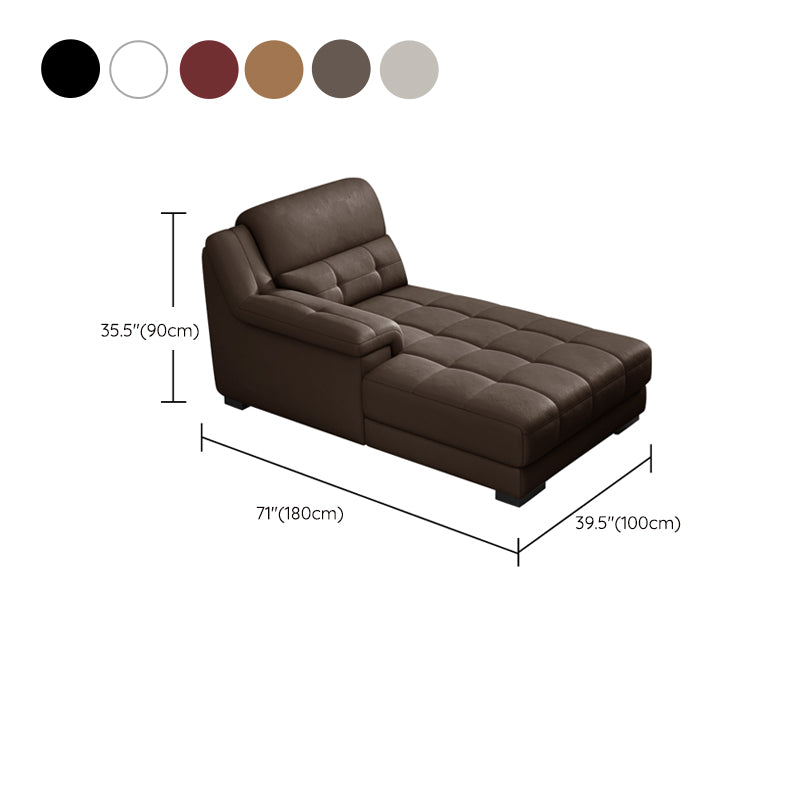 Modern Upholstered Cushioned Leather Pillow Top Arms Chaise Lounge Couch